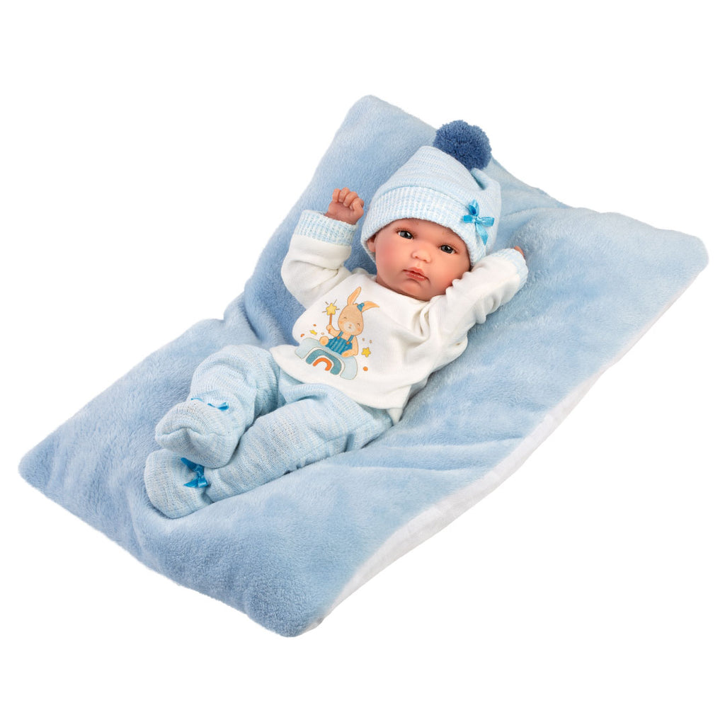 Muñeco Llorens articulado 35 cm – Recién Nacidos muy suaves – Bimbo con cojín