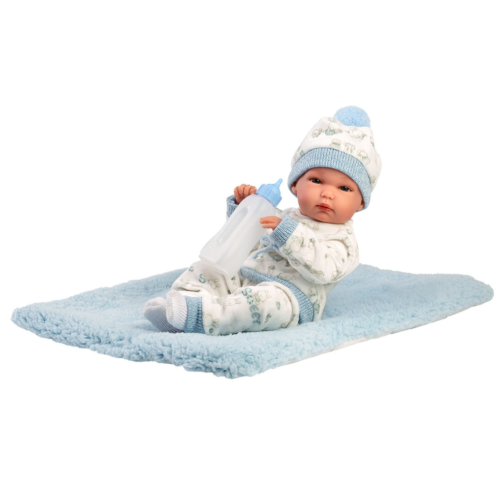 Muñeco Llorens articulado 35 cm – Recién Nacidos muy suaves – Bimbo con cojín