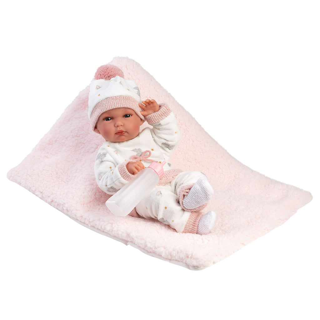 Muñeco Llorens articulado 35 cm – Recién Nacidos muy suaves – Bimba con cojín