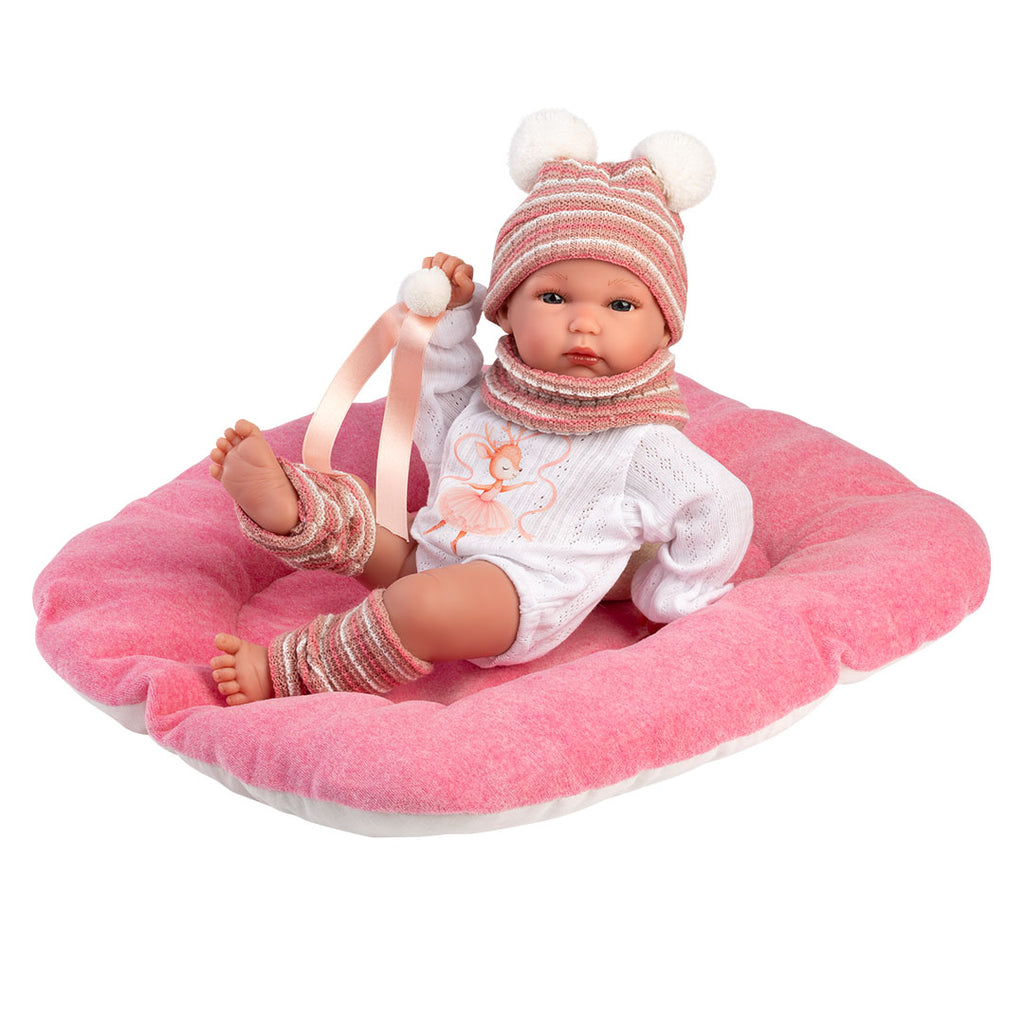 Muñeco Llorens articulado 35 cm – Recién Nacidos muy suaves – Bimba bailarina con cojín