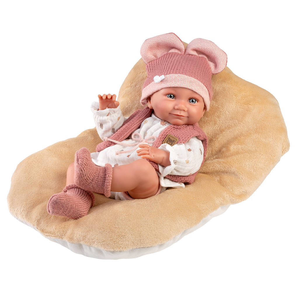Muñeco Llorens articulado 40 cm – Recién Nacidos muy suaves – Nica con cojín