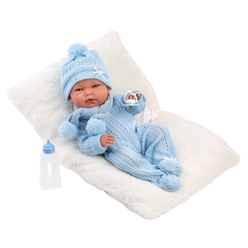 Muñeco Llorens articulado 40 cm – Recién Nacidos muy suaves – Nico con cojín