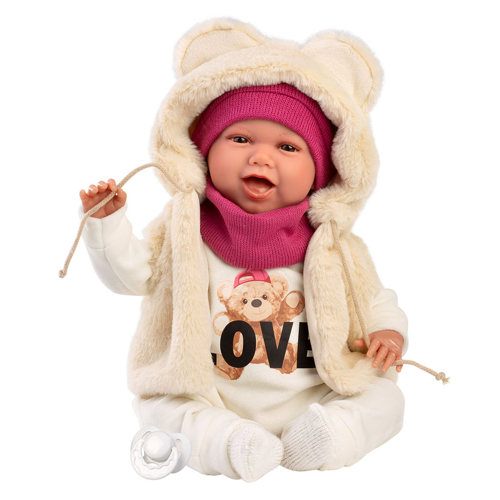Muñeco Llorens que ríe 42 cm - Recién Nacidos con sonidos de bebé – Mimi Sonrisas osito