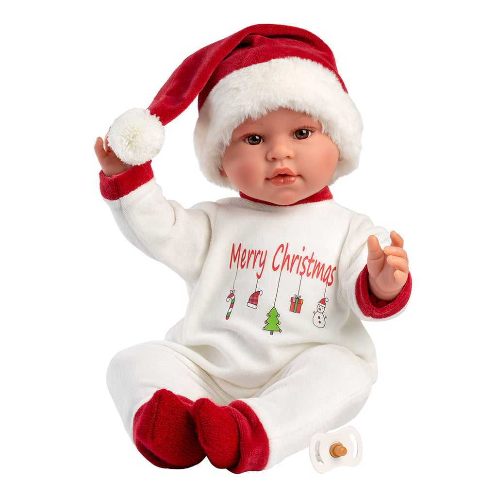 Muñeco Llorens que ríe 45 cm - Recién Nacidos con sonidos de bebé – Leo sonrisas Navidad Merry Christmas